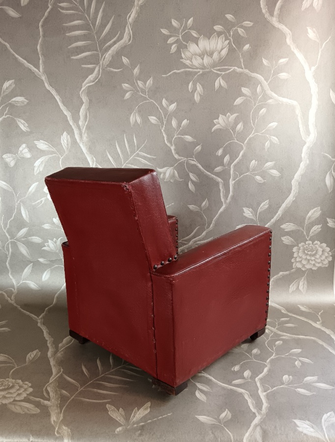 Small Art Deco Period Childs Leather Armchair (4).jpg